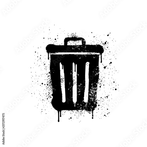 Graffiti Spray Paint Trash Can Icon Vector Stencil Street Art Delete Concept