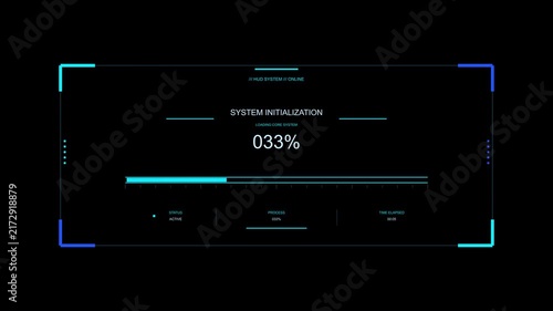loading energy level progress bar for computer on screen simulation games HUD heads up display or computer gaming element isolated on a transparent alpha background, 4K animation