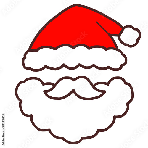 Obraz na płótnie クリスマス サンタ帽子とおひげの手描きイラスト