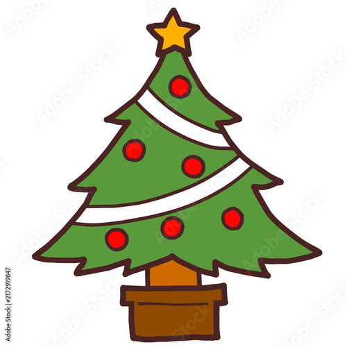 Obraz na płótnie クリスマス クリスマスツリーの手描きイラスト