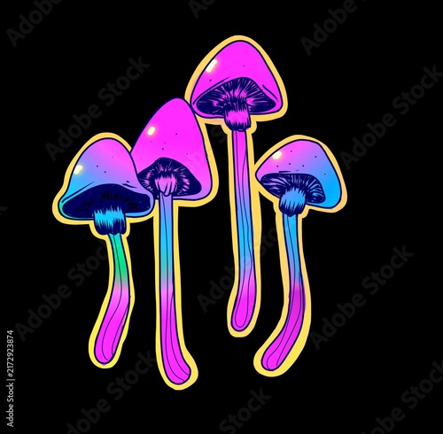 Obraz na płótnie mushroom drawing colorful backjgriund wallpaper, psychedelic food