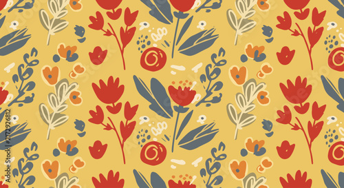 Artistic Botanical Pattern with Delicate Spring Garden Beauty