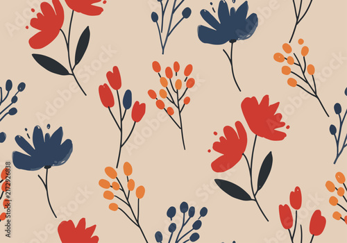 Beautiful Floral Pattern with Artistic Scandinavian Charm