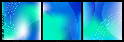 Abstract blue green geometric gradient background with subtle layers and shapes, transparent circles and lines. Modern backdrop for technology covers and banners, UI design and digital interfaces