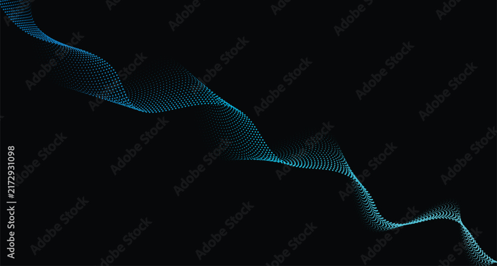 Fototapeta premium Flowing Colorful Dot Particles Wave with Spectrum Light Gradient on Black Background