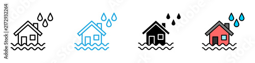 Heavy rain multi - style icon design concept