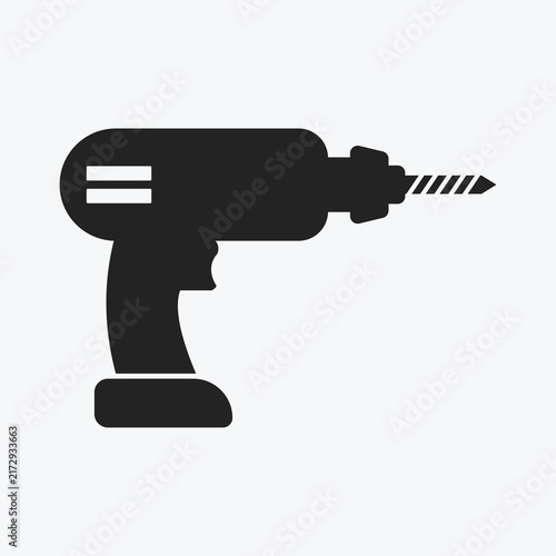 Isolated illustration of hand drill silhouette for construction and handyman tools icon.