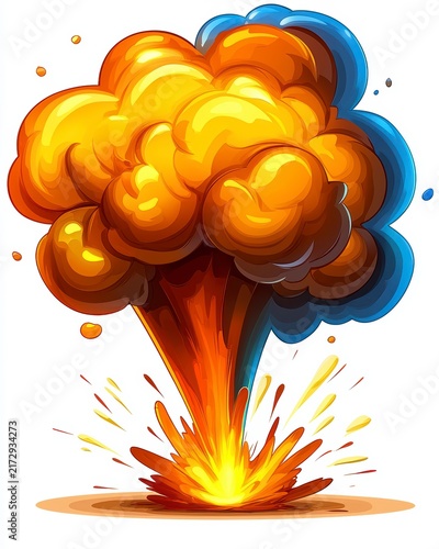 Dynamic Cartoon Explosion Illustration with Vibrant Colors