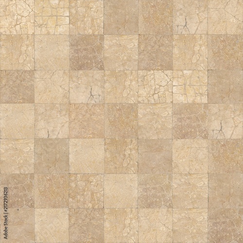 фотографія Seamless checkered pattern of square natural stone tiles in warm earthy tones of beige, cream, tan, and light taupe brown