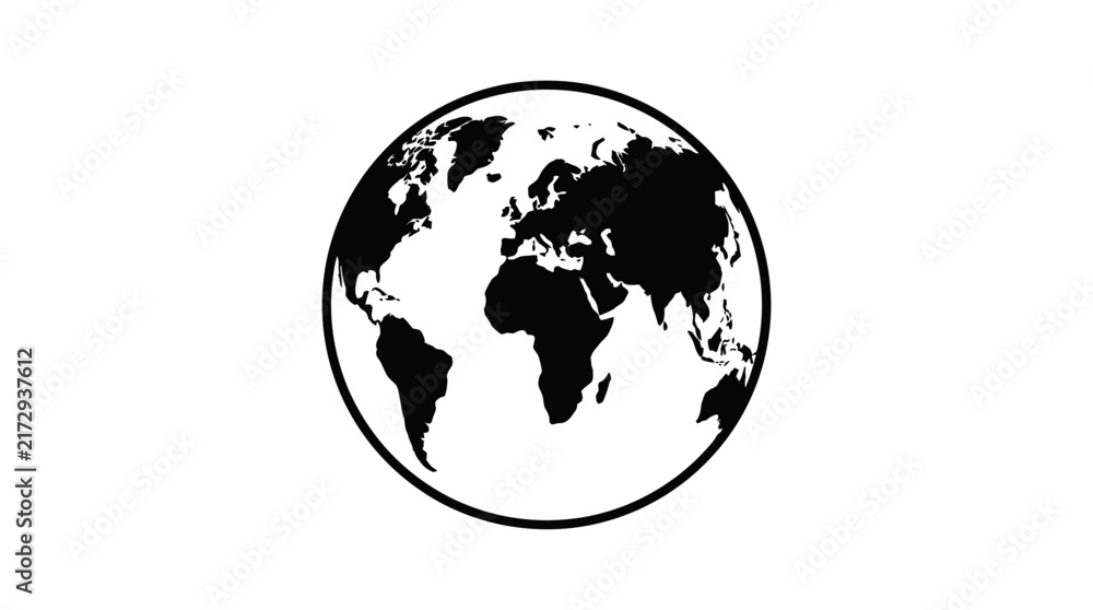 Fototapeta premium Black and white earth globe silhouette.