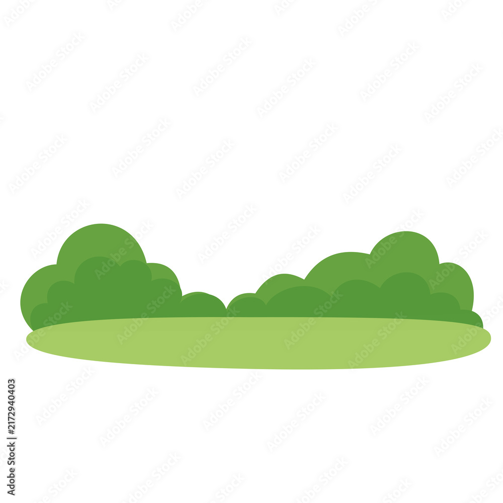 Fototapeta premium Green shrubs and bushes flat illustration