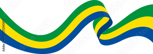 фотографія Gabonese Flag Ribbon Waving Dynamically on White Background for National Celebra