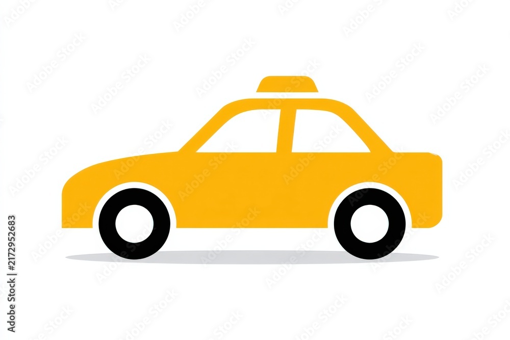 Naklejka premium Yellow taxi icon shown in simple flat style