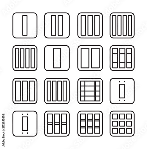 Abstract digital interface icons representing data input and navigation options with clean lines