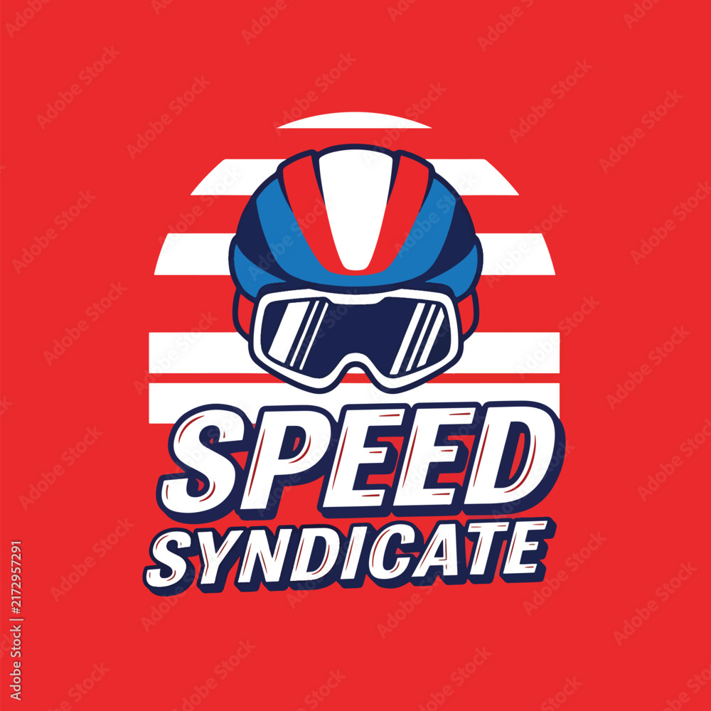 Fototapeta premium Vintage Racing Helmet and Goggles Logo Design.