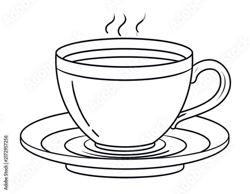 Whimsical line art illustration of a teacup.