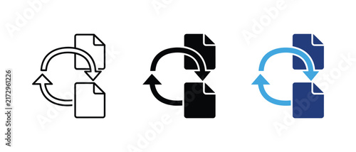 Tapety artystyczne File sync and document data transfer icon vector set