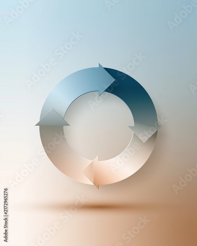 Circular arrow diagram representing cyclical process, flow, and continuous improvement on a gradient background