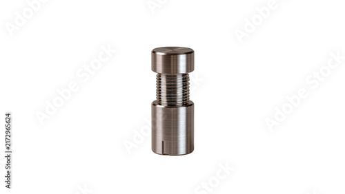 Metal threaded insert screw fastener with isolated transparent on transparent background