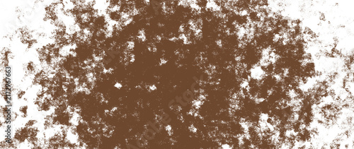 Quadro su tela Grungy brown texture on white background, distressed earth tone paint splatter,