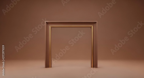 Minimalist gold metal table frame on warm background
