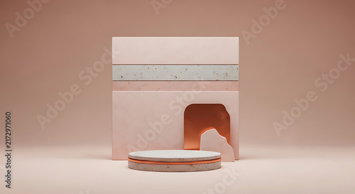 Modern cat litter box with brown cat stepping inside