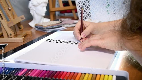 The process of creating and drawing a sketch of a clothing model.