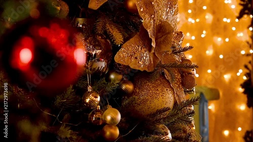 Close-up of New Year and Christmas decorations in an old village house.