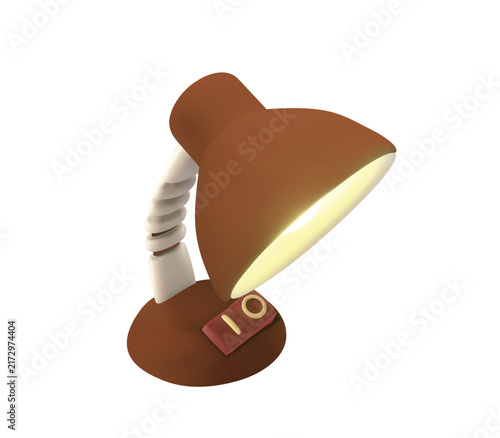 3D Brown Desk Lamp with Warm Light - Study Lamp vector Icon