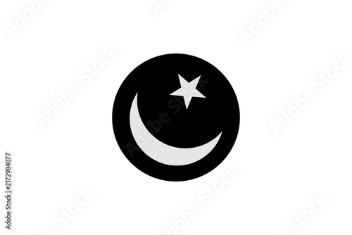 Minimalist Islamic Crescent and Star Circular Icon