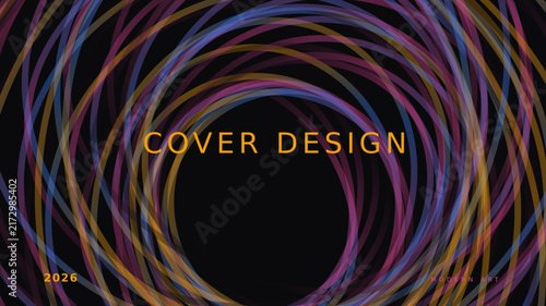 Cover design template, colorful abstract spiral lines background, vibrant multicolor pattern, artistic vector illustration
