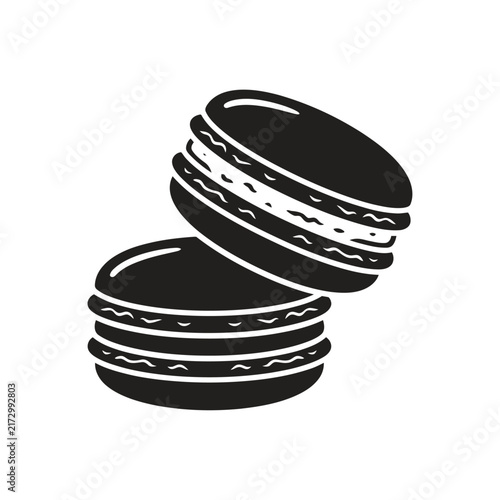 Macaron icon. French almond meringue dessert sandwich cookie vector illustration.