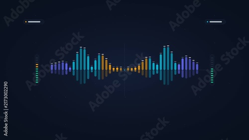 Dual channel stereo audio soundstage with mirrored equalizer bars