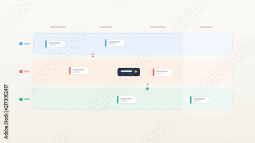 Swimlane process diagram with task handoffs across team lanes