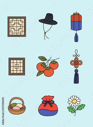 Korean Traditional Holiday Chuseok Props 9 Piece Set