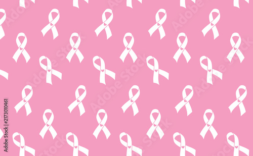 White Awareness Ribbons on Pink Seamless Pattern