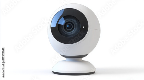Modern White CCTV Security Camera Isolated on Transparent Background