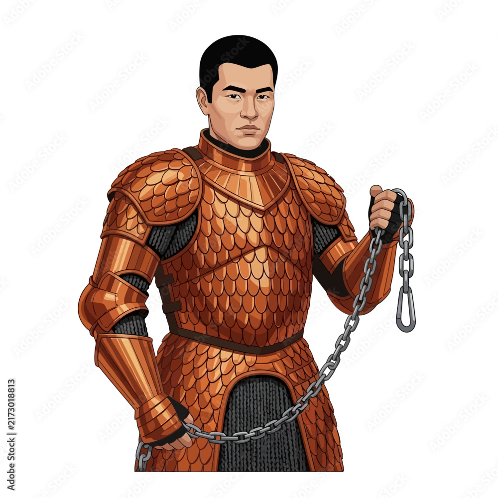 Obraz premium Male Dragon Tamer Knight with Steel Chain