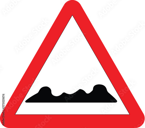 Rough Road Sign Warning Triangle Vector Illustration