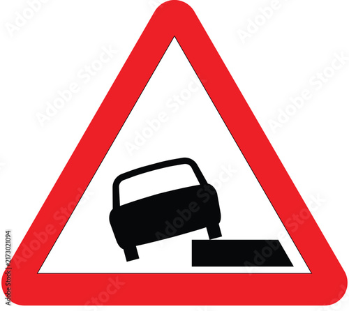 Soft Verges Road Sign Warning Triangle Vector Illustration