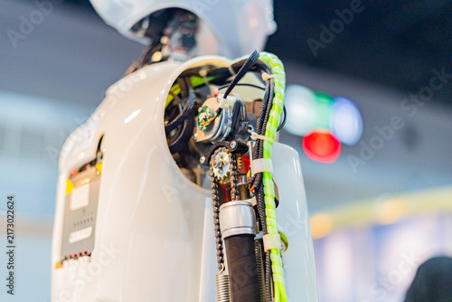 Parts of a robot manufacturing model. AI robot Robot parts