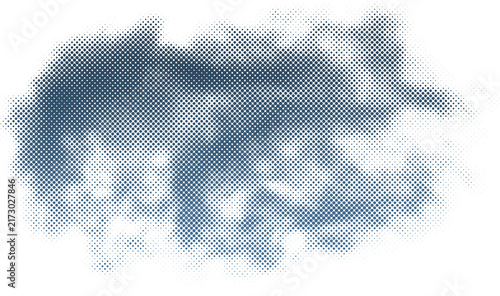 Abstract blue halftone dot pattern cloud shape isolated on white background transparent background