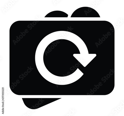 Obraz na płótnie Black reload button icon for digital interface refresh and software application reset task.