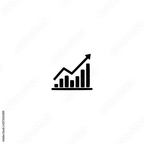 Upward trend graph icon representing successful business growth, financial increase, market progress.