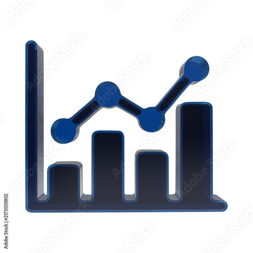 Three dimensional business graph icon showing financial growth and market performance transparent background
