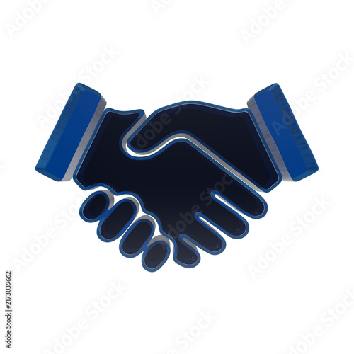 Threedimensional blue handshake icon representing business cooperation and successful partnership agreements transparent background