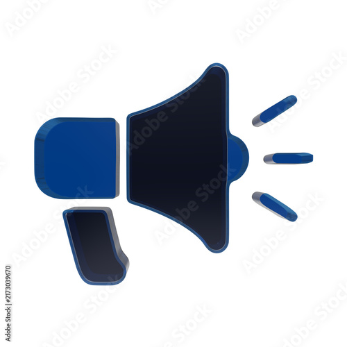 Threedimensional blue megaphone icon representing digital communication and loud announcements transparent background