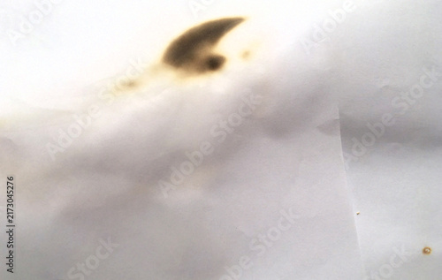 Realistic burn mark and smoke stain on white paper surface featuring heat damage, scorch effects, and subtle fire residue. Ideal for textures, damage concepts, and creative design projects.