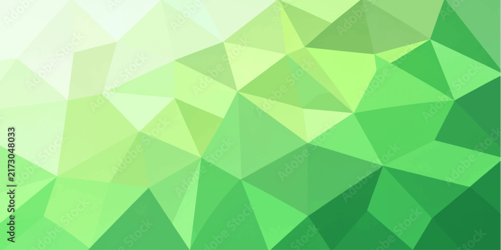 Fototapeta premium Abstract green polygonal geometric background featuring vibrant faceted triangles and modern layered gradient design