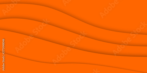 A vibrant orange background featuring smooth, flowing paper-cut style layers with soft drop shadows.